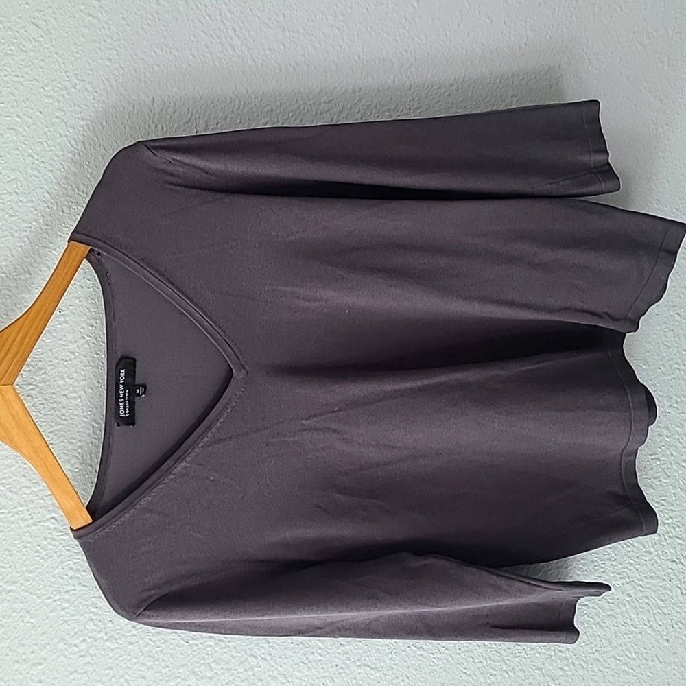 Jones New York Dark Gray Silk Top, M